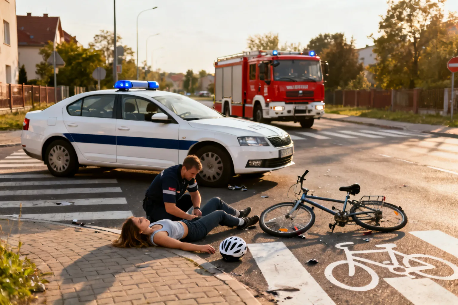 Potrącenie rowerzystki na przejeździe w Żorach
