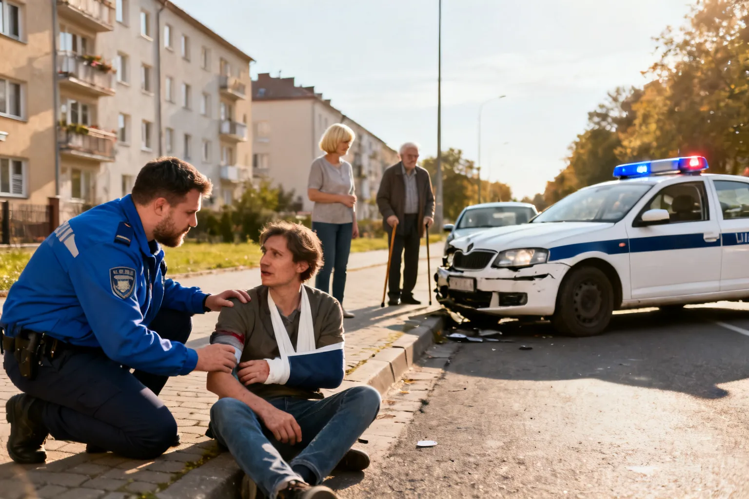 Policjant poza służbą udzielił pomocy po wypadku w Częstochowie