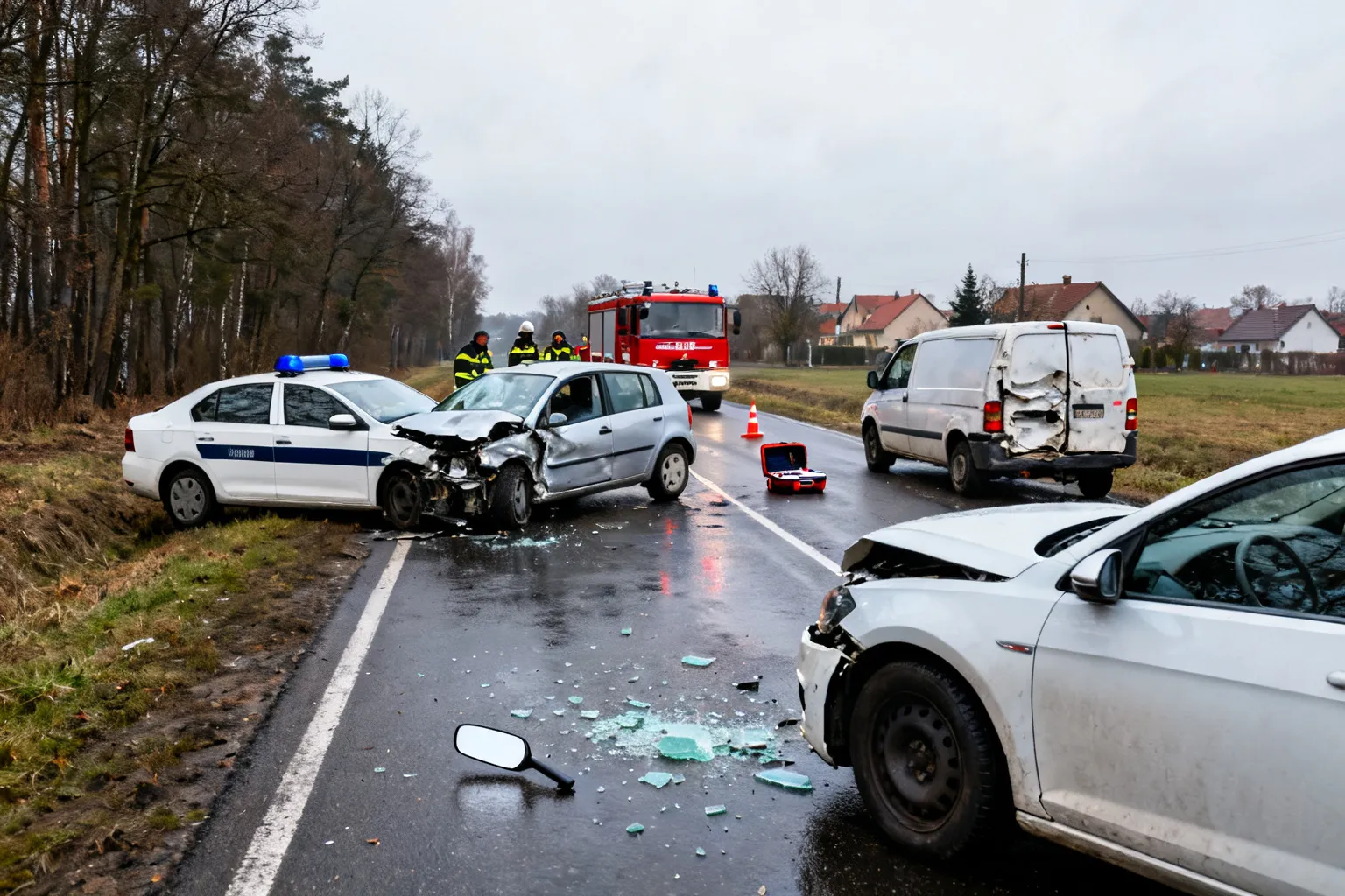 Zderzenie trzech samochodów na DK-81 w Pawłowicach