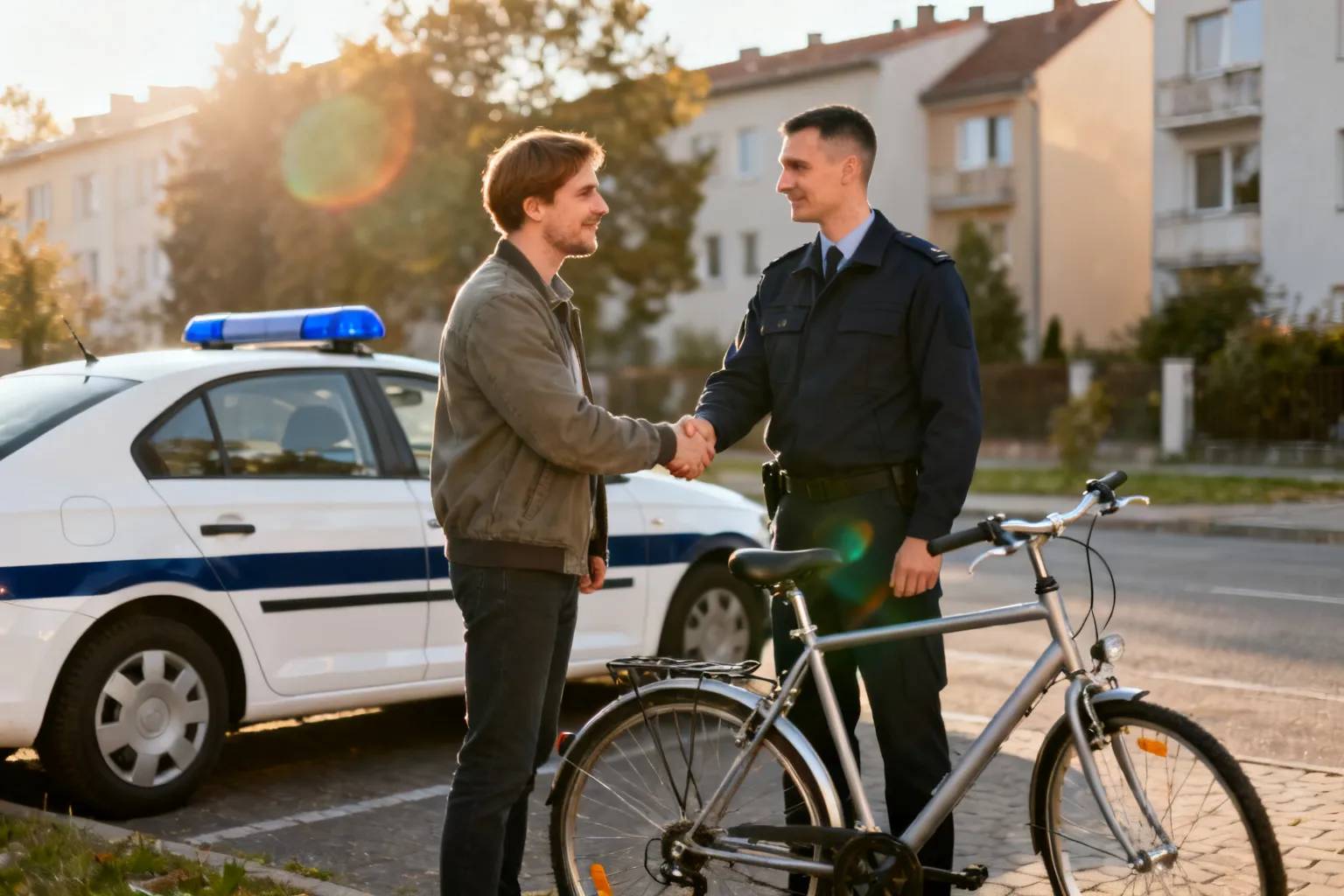 Podziękowania dla policjanta z Katowic po odzyskaniu skradzionego roweru