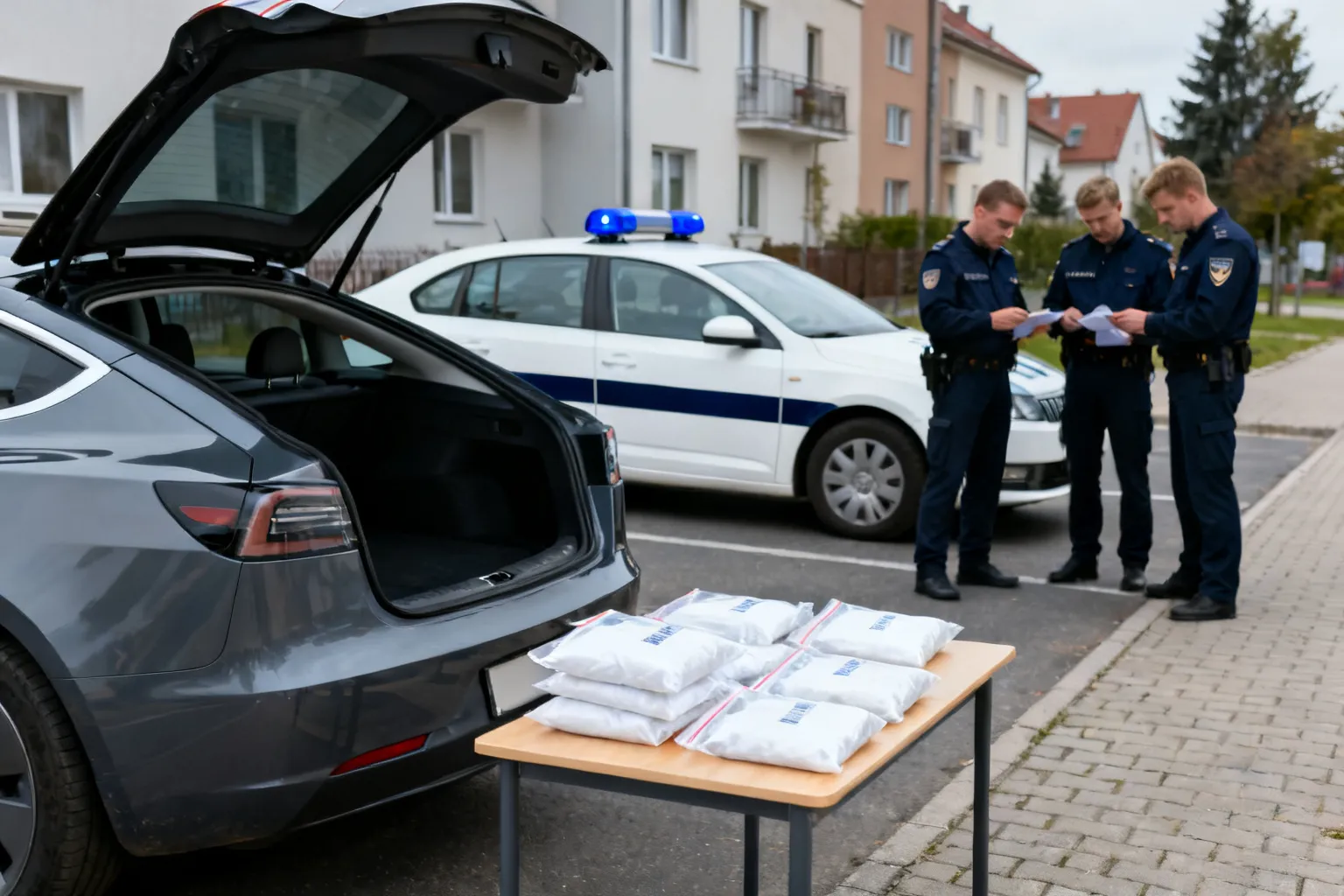 Kontrola Tesli w Bielsku-Białej. Funkcjonariusze zabezpieczyli blisko 1,5 kg narkotyków